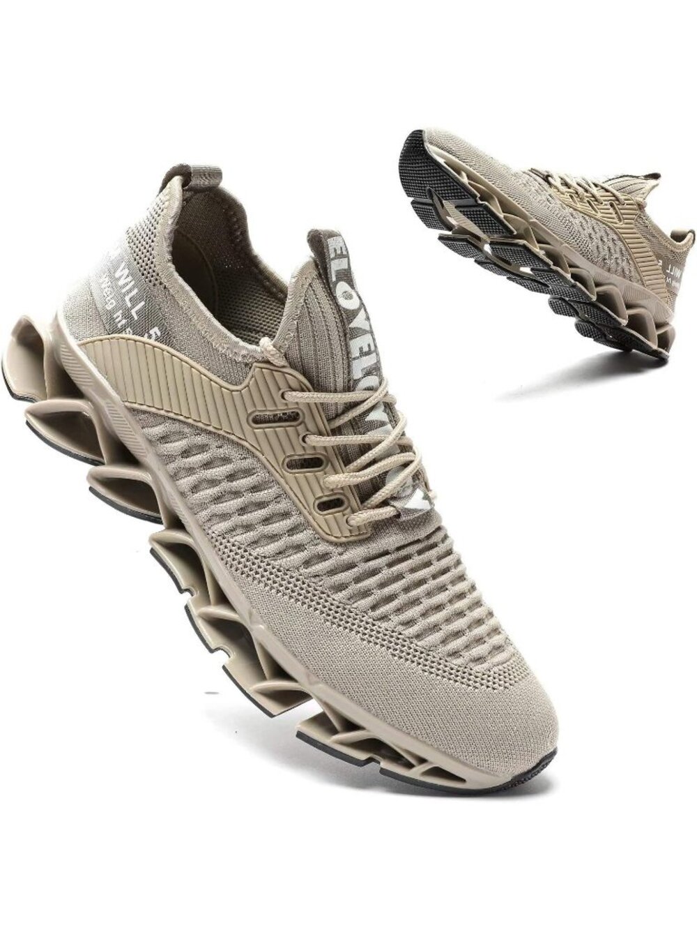 Women's Beige Breathable Mesh Running Blade Non Slip Casual Basketball Shoes